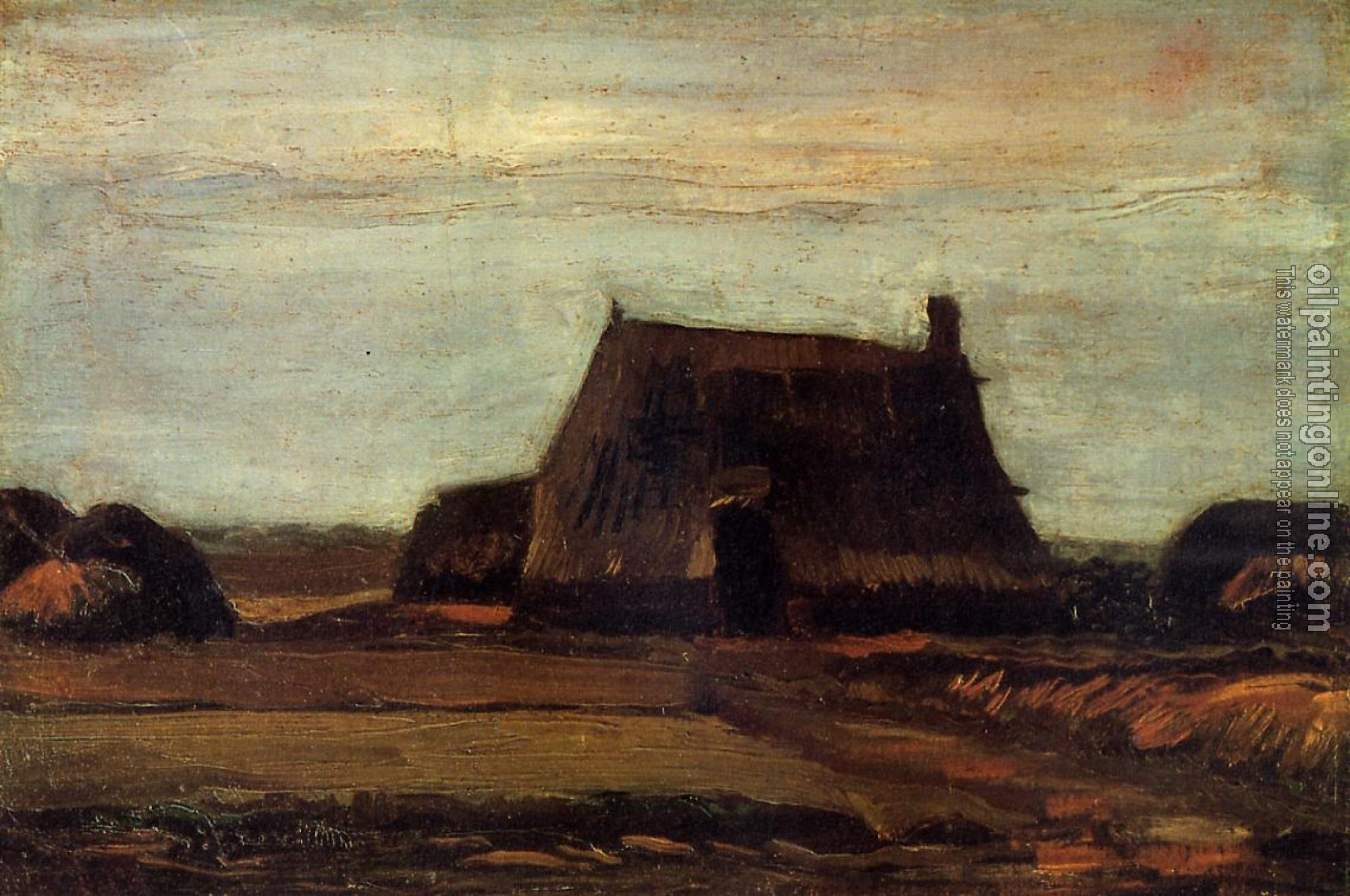 Gogh, Vincent van - Farmhouse with Peat Stacks